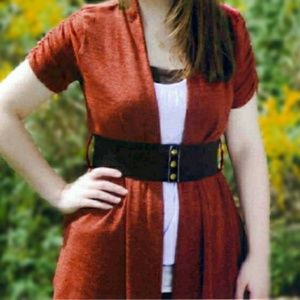 Nwot iz byer California orange/red belted sweater